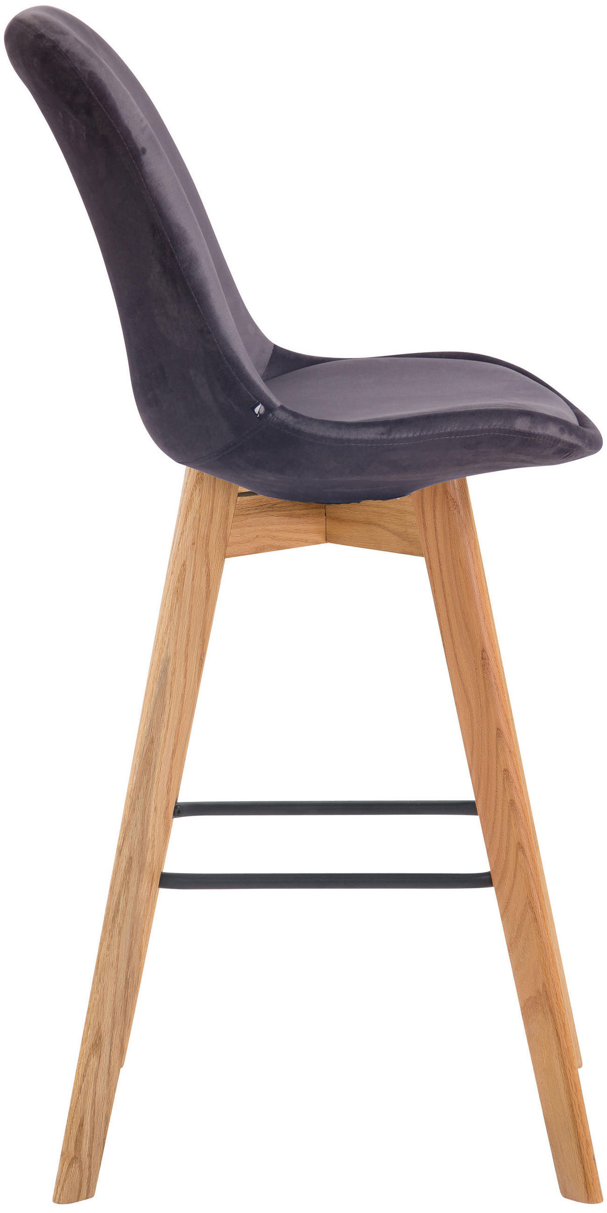 BARHOCKER Samt dunkelgrau - Eukalyptusholzfarben/Dunkelgrau, Holz/Textil (48/112/56cm) - CLP