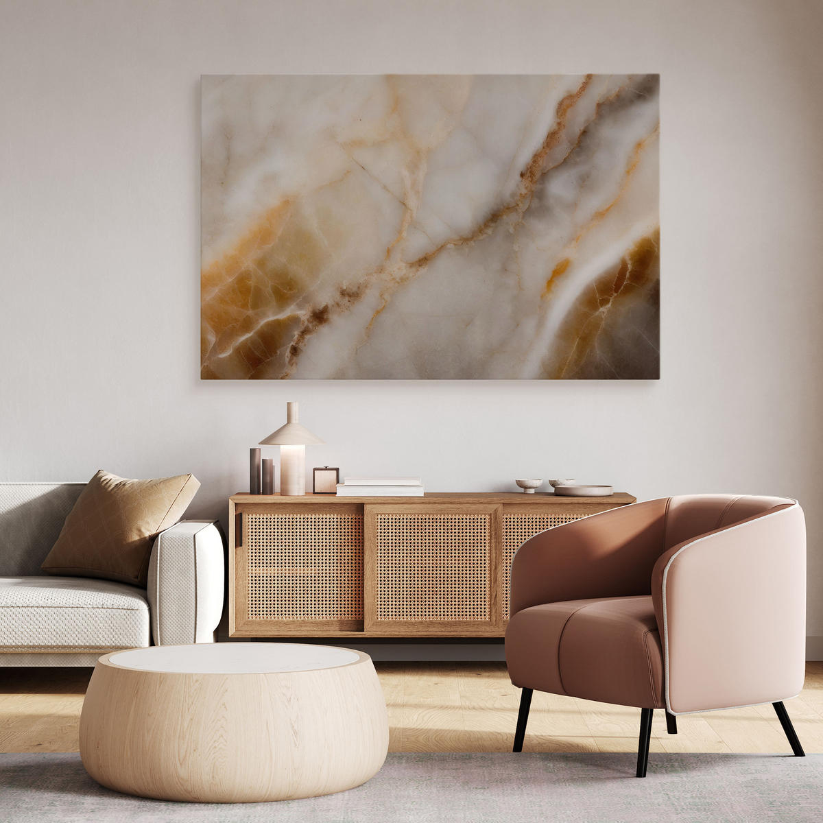 LEINWANDBILD Abstraktion MARMOR Moderne Muster für Büro 70/50 cm - Beige/Weiß, Textil (70/50cm) - Muralo