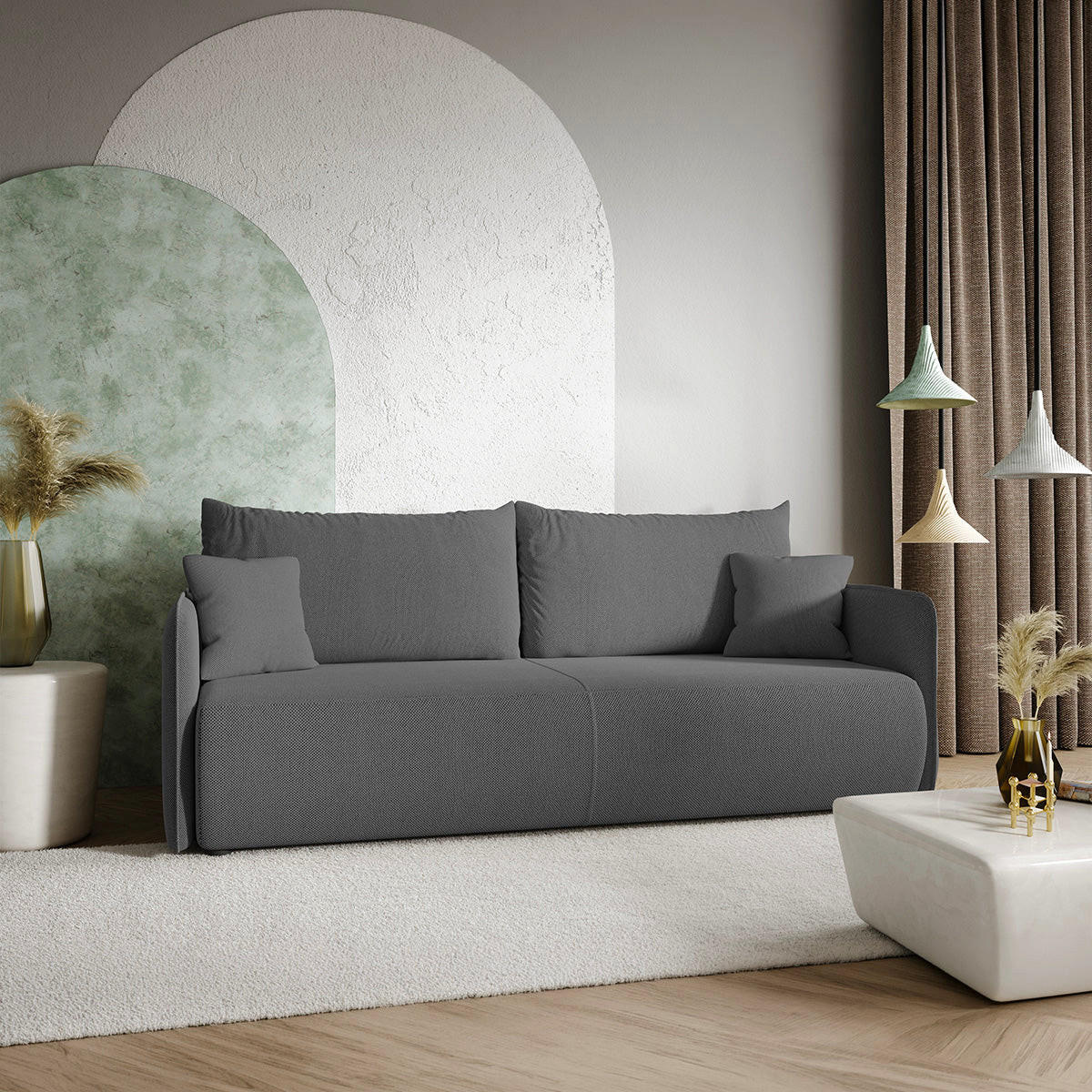 SOFA Claudio 3 Sitzplätze Dunkelgrau - Grau, Holz (216/86/105cm) - Petits-meubles