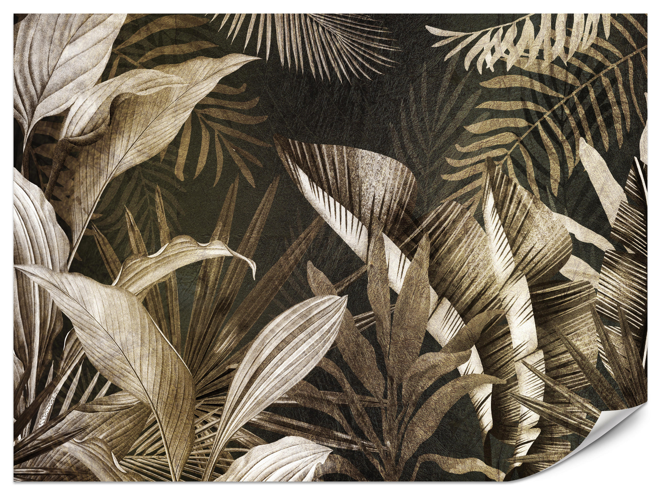 FOTOTAPETE Vintage Tropenpflanzen Blätter Exotisch Modern 400x280 - Beige/Grau, Papier (400/280cm) - Muralo