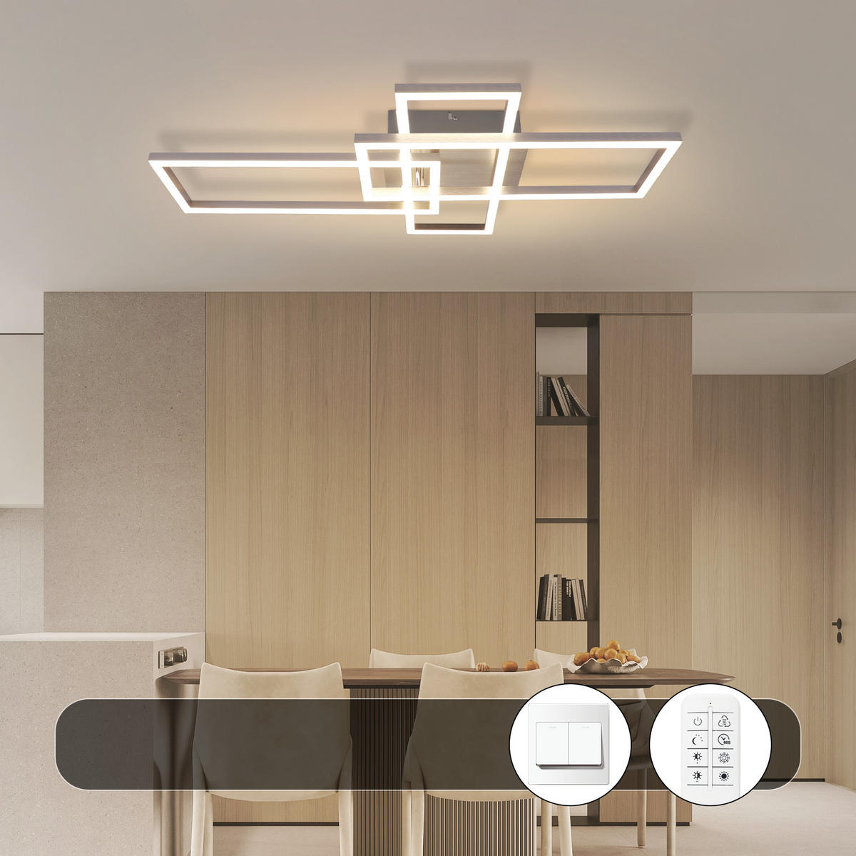 LED-DECKENLEUCHTE Flamhain 35/9.5/64.5 cm - Silberfarben, Metall (64.5/35/9.5cm) - ZMH