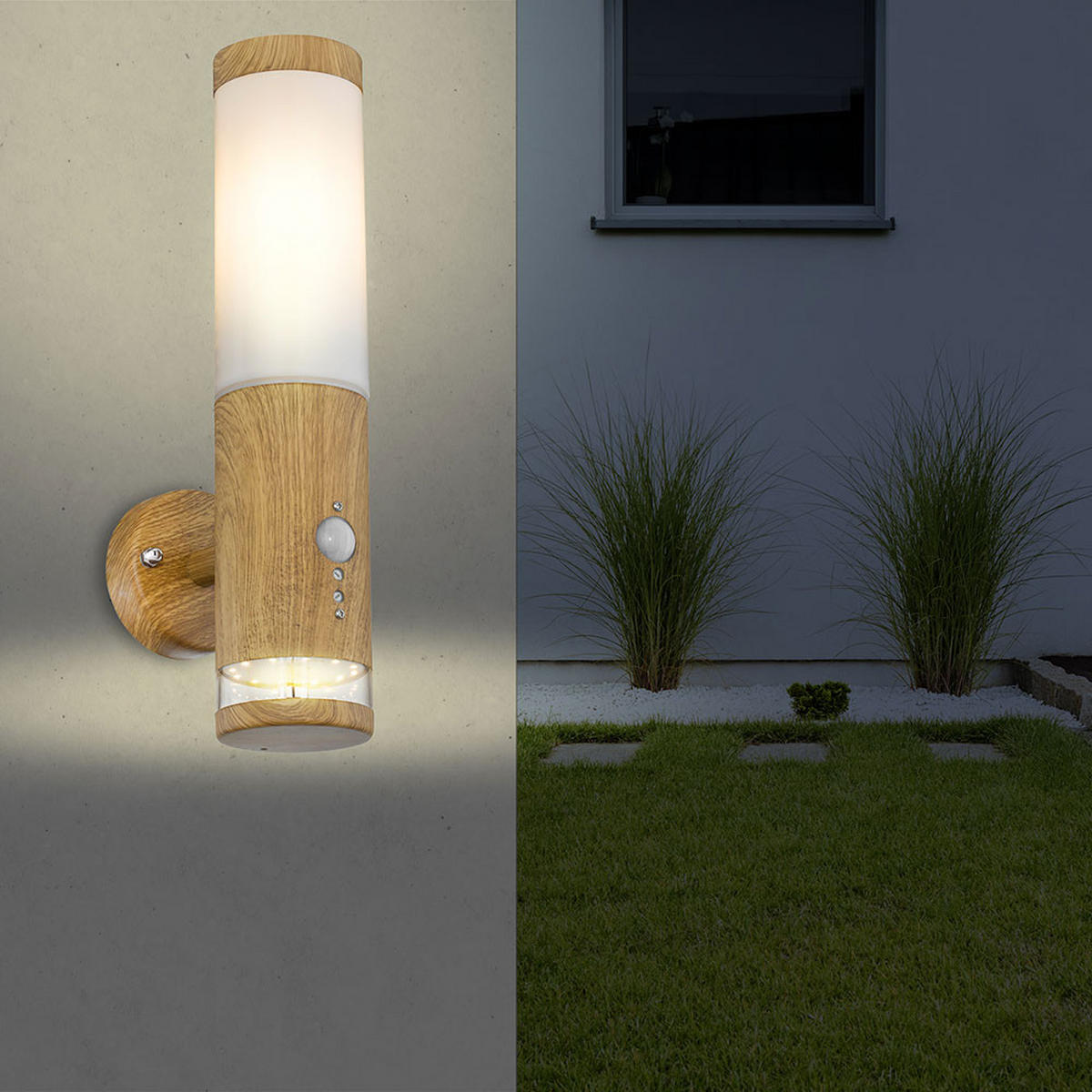 LED WANDLEUCHTE Holz-Optik Braun - Braun, Metall (14.2/8.5/35cm) - Globo Lighting