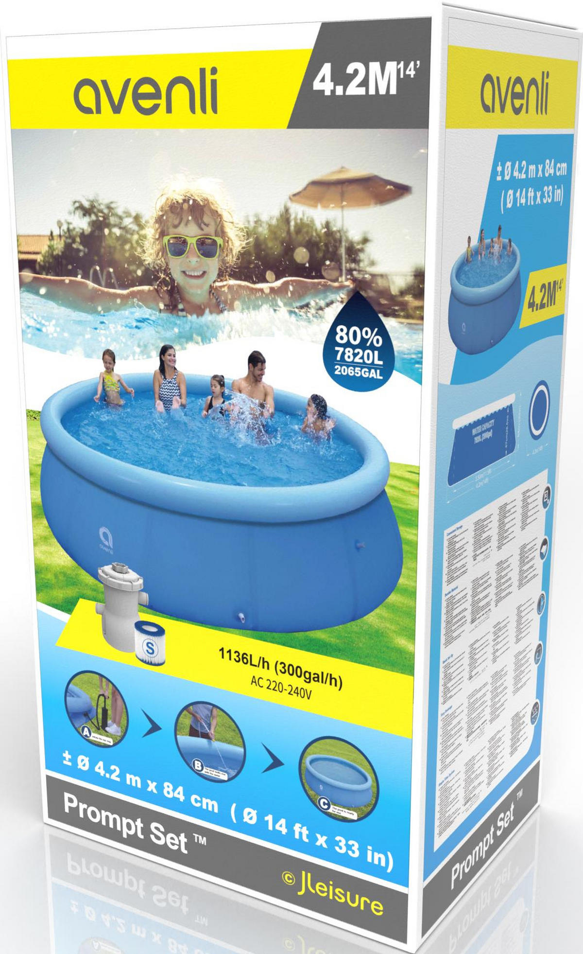 POOL Komplettset Aufstellpool Prompt Set rund 420 x 84 cm blau mit Filterpumpe - Blau, Kunststoff (420/84/420cm) - Avenli