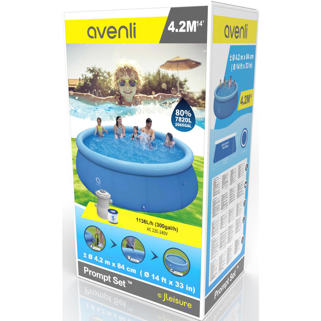 Thumbnail - Avenli Pool, Blau, Kunststoff, Uni, 7,820 L, Rund, 420x84x420 cm, Freizeit, Pools und Wasserspaß, Pools