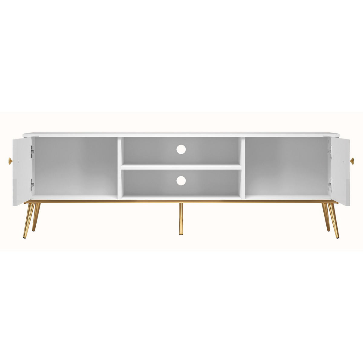 TV-LOWBOARD Darrby Weiß 160 cm - Goldfarben/Weiß, Holzwerkstoff/Metall (160/53/40cm) - Selsey