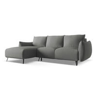 ECKSOFA mit Schlaffunktion Chenille Stoff Grau - Schieferfarben/Schwarz, Textil/Metall (162/242cm) - LaMiaSofa