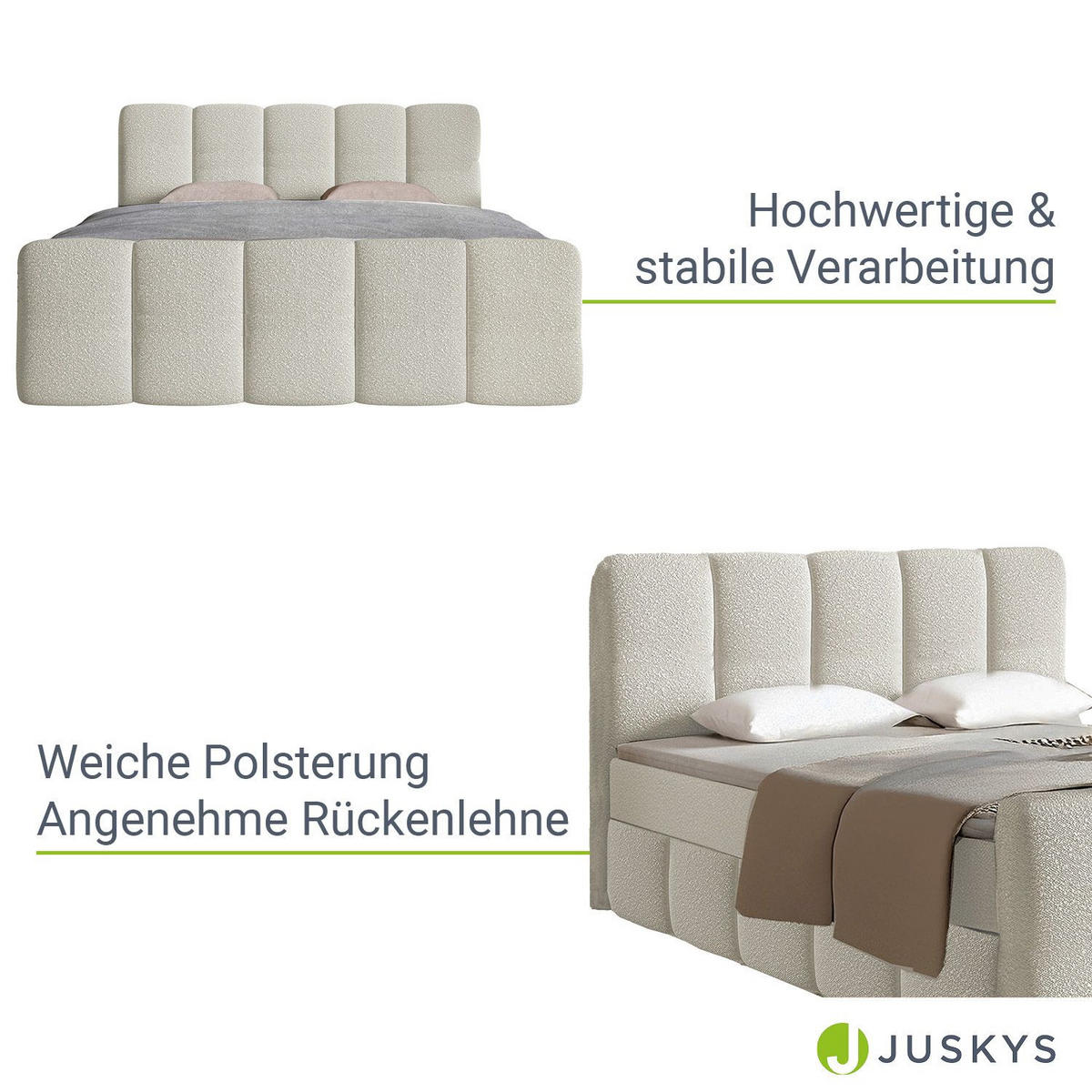 BOXBETT Manitoba 180/200 cm Bouclé Beige - Beige, Textil (180/200cm) - Juskys