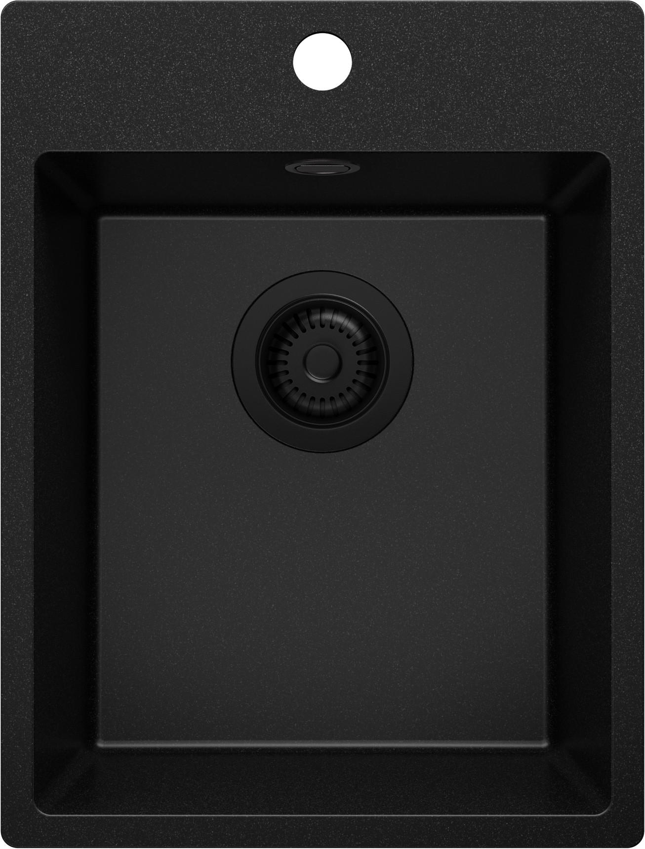 SPÜLBECKEN Riga, 2-er set Alles Schwarz 38/50 cm 1 Becken + Ablauf-Set ab 40er Unterschrank - Schwarz, Kunststoff (38/20/50cm) - Primagran