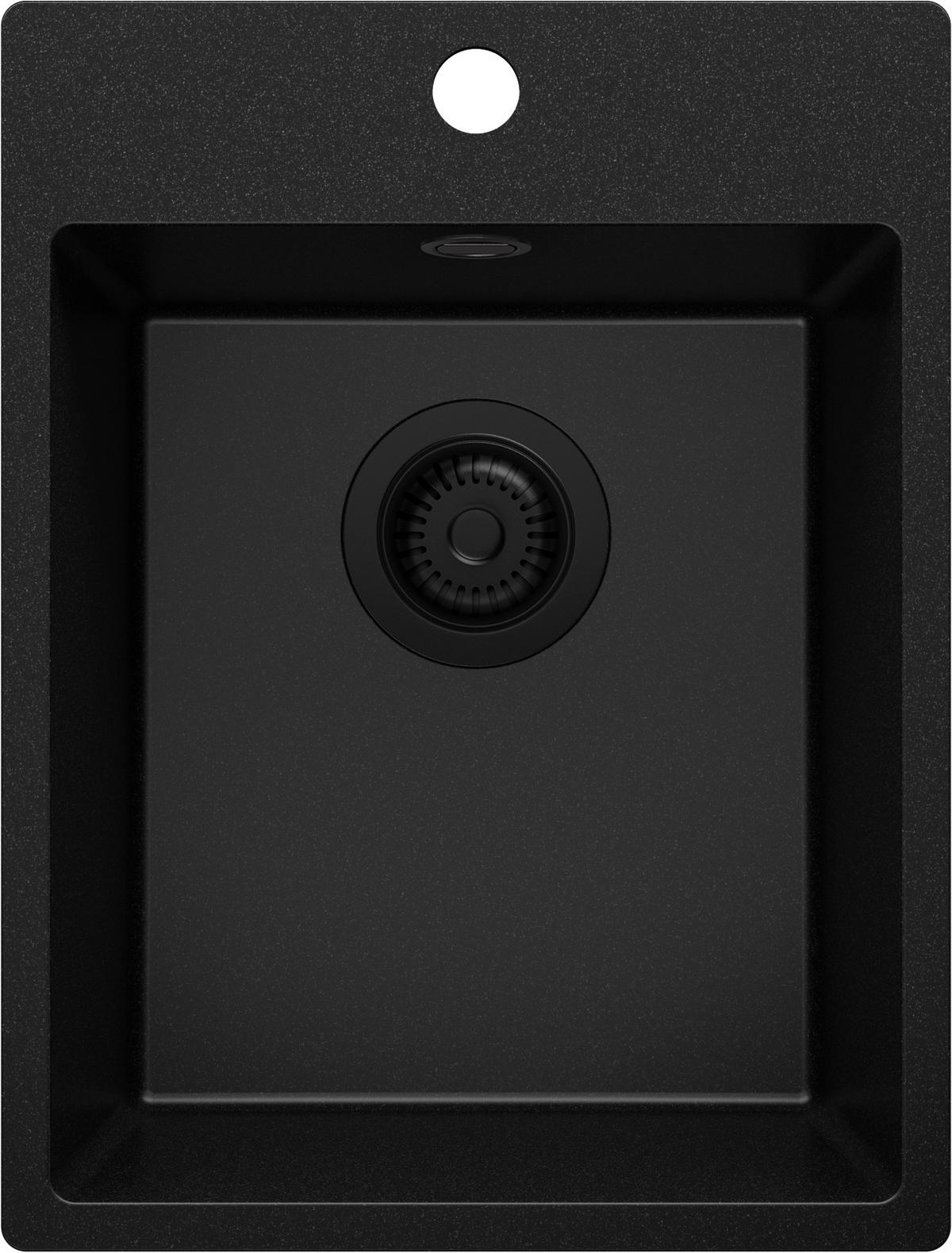 SPÜLBECKEN Riga, 2-er set Alles Schwarz 38/50 cm 1 Becken + Ablauf-Set ab 40er Unterschrank - Schwarz, Kunststoff (38/20/50cm) - Primagran