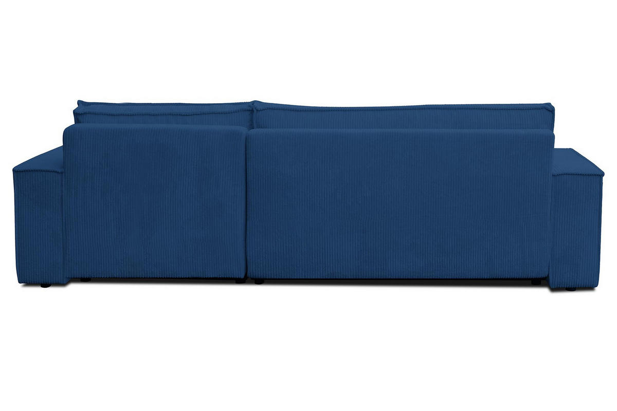 ECKSOFA HUGO XL Schlaffunktion und Bettkasten Cord-Stoff (Blau) - Blau, Textil (274/142cm) - VENASI MÖBEL