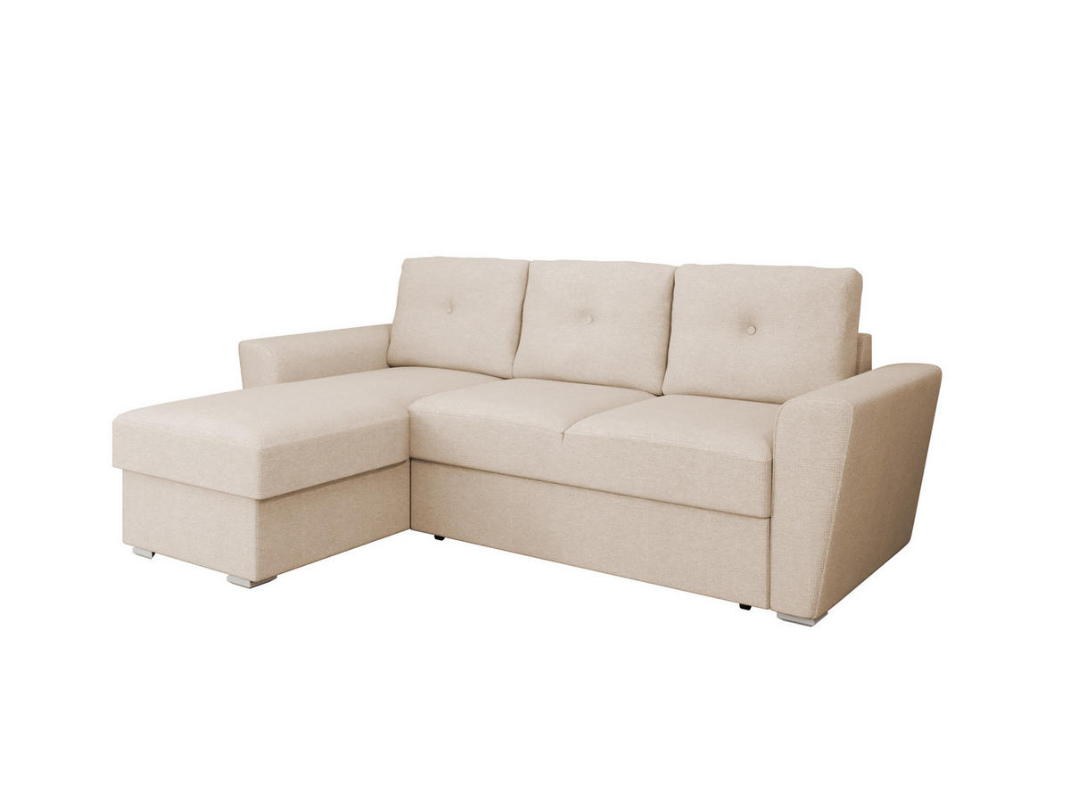 ECKSOFA Bellano Ecksofa L-Form- links oder rechts montierbar, beige - Beige, Holz (243/156cm) - Panda Möbel
