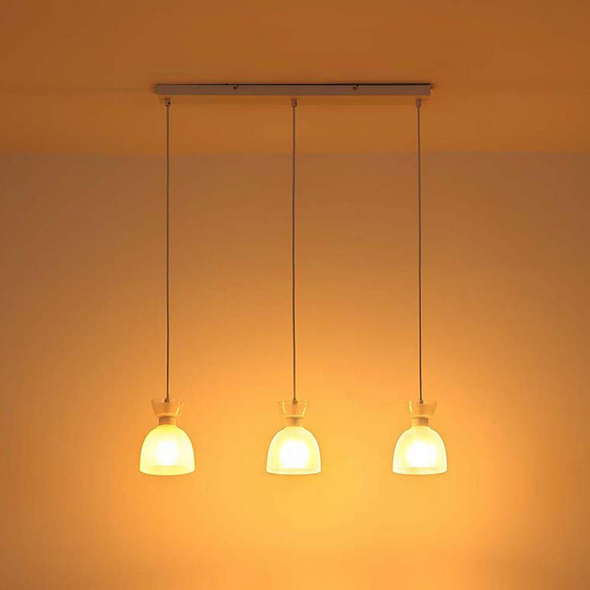 LED PENDELLEUCHTE MASSEY Metall Weiß 3-flammig - Weiß, Glas (65/13/120cm) - Globo Lighting