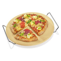 PIZZASTEIN 33 cm Cordierit Mit Chromgestell Rund Beige Silber - Silberfarben, Metall (33/1/33cm) - Berndes