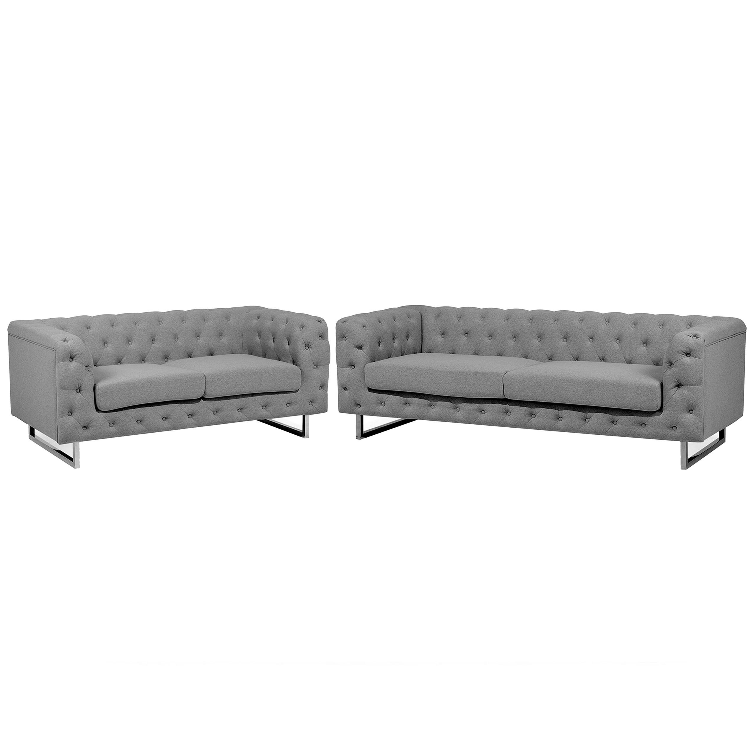 5-SITZER SOFA SET Polsterbezug Hellgrau Vissland - Grau, Textil (215/71/87cm) - Beliani