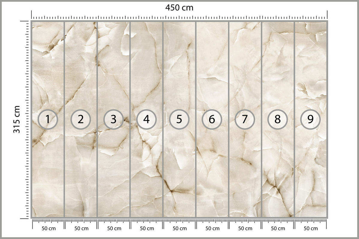 FOTOTAPETE für Wohnzimmer Beige Marmor Muster Stein 450x315 - Beige, Papier (450/315cm) - Muralo