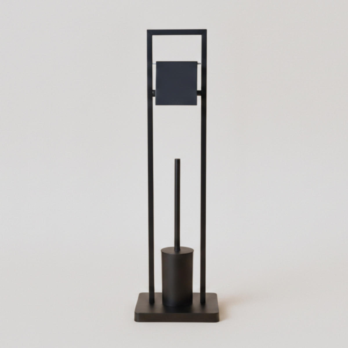 WC-BÜRSTE mit Halter für Toilettenpapier Arle 19/23/77 cm - Schwarz, Metall (23/77/19cm) - NUXIO