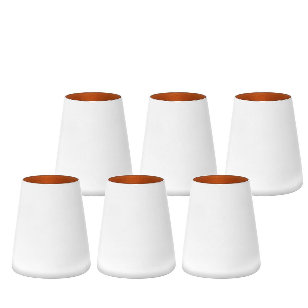 BECHER Power Weiß-Bronze 380 ml 6er Set - Weiß/Bronzefarben, Glas (0.38L) - Stölzle Lausitz