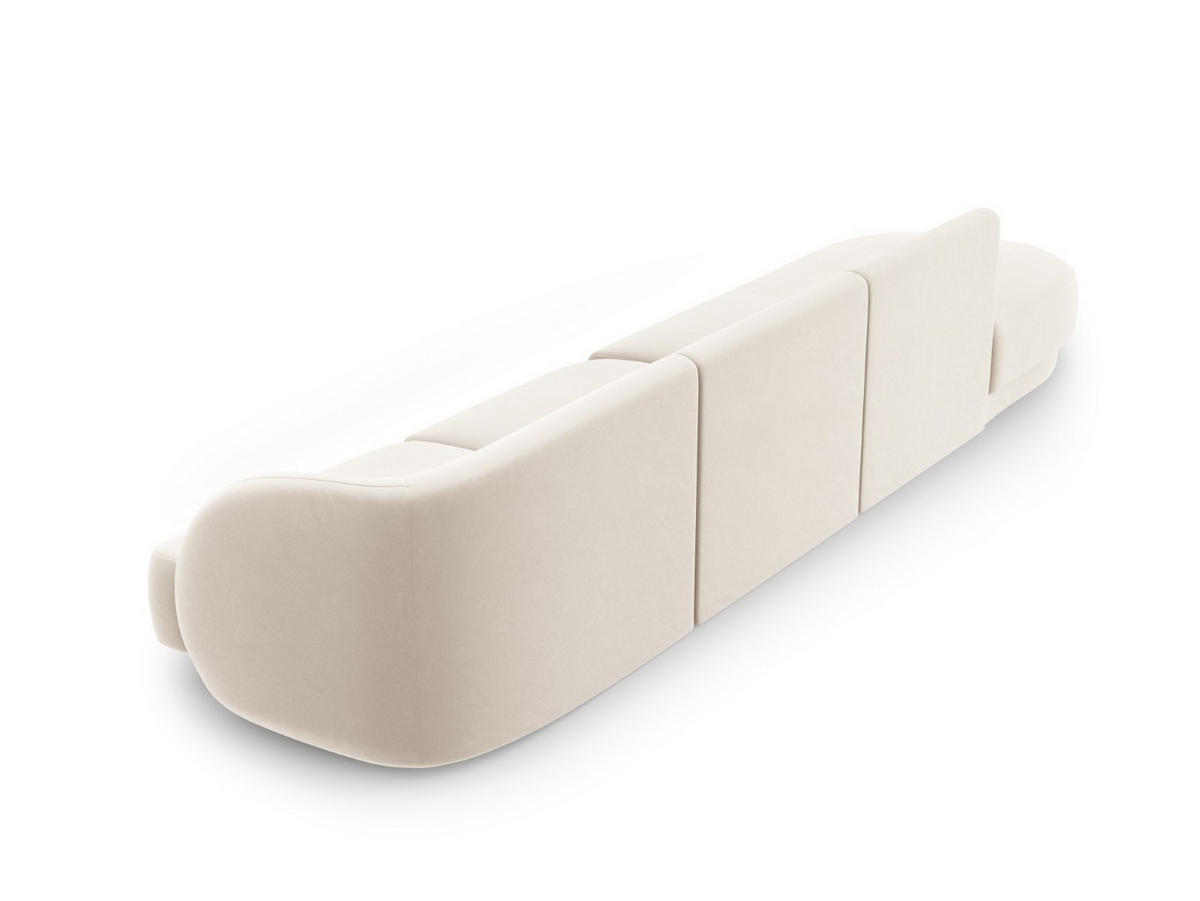 LINKES-SOFA Miley aus Samt leichtes beige 4 Sitzplätze - Beige, Textil (90/70/323cm) - Micadoni
