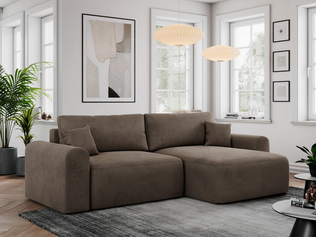 ECKSOFA NELSON Braun Velvet - Schwarz/Braun, Kunststoff/Textil (274/152cm) - MKS