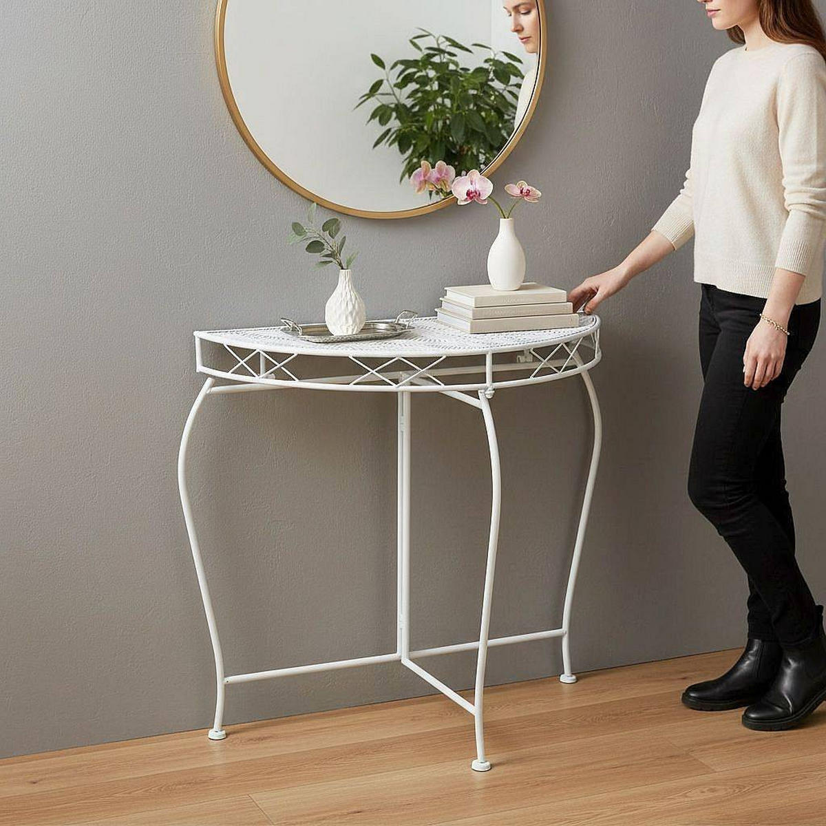 KONSOLENTISCH Weiss Metall 75 cm 96313 - Weiß, Metall (36/75/75cm) - DanDiBo