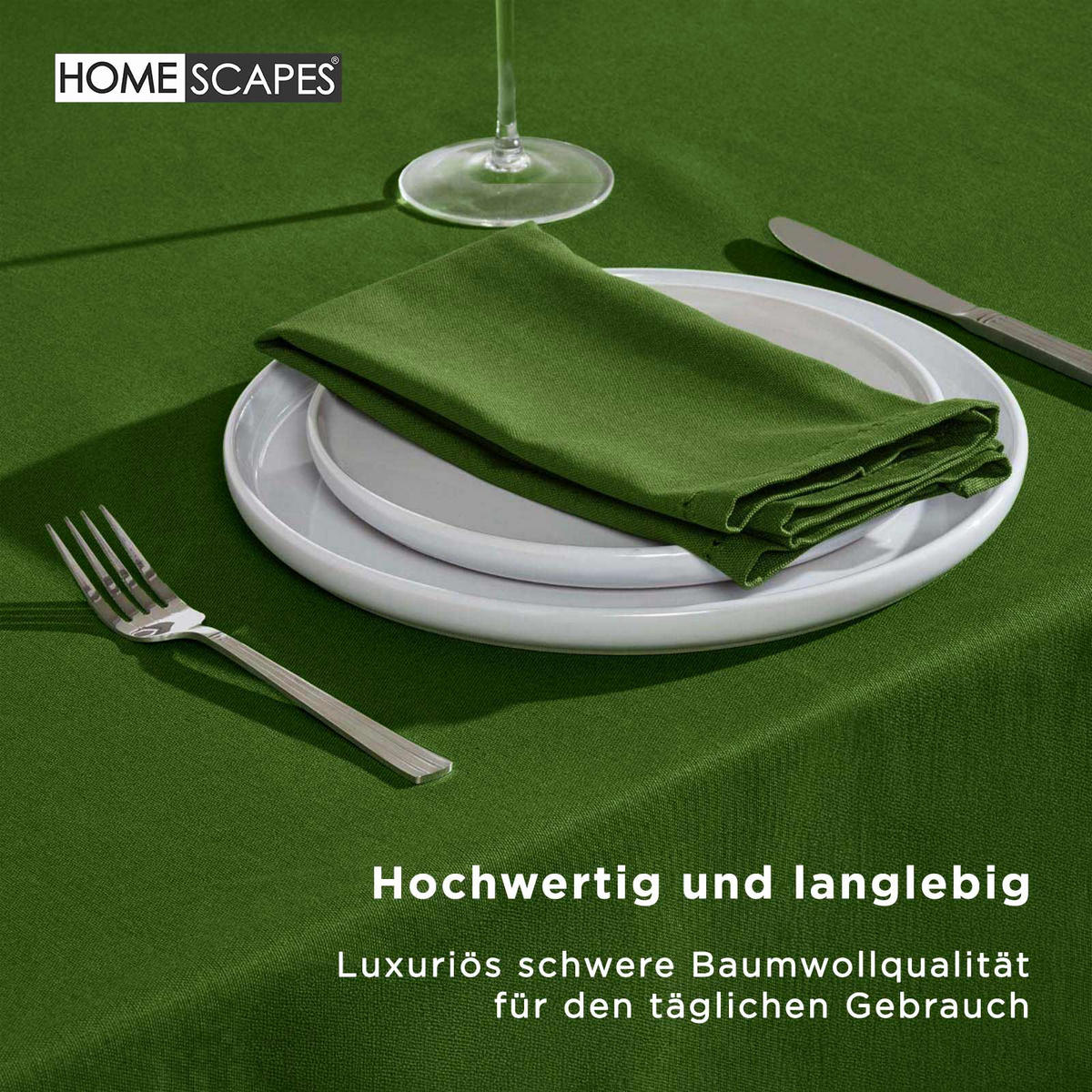 TISCHDECKE olivgrün rund 178 cm, 100% Baumwolle - Olivgrün, Textil (178/178cm) - Homescapes