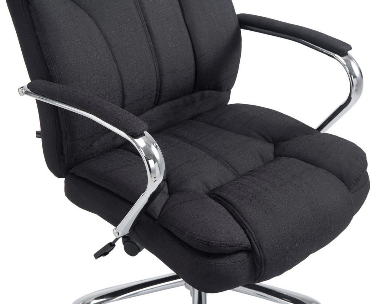 BÜROSTUHL Xavier, Stoff Schwarz - Schwarz, Textil/Metall (62/125/70cm) - TPFLiving