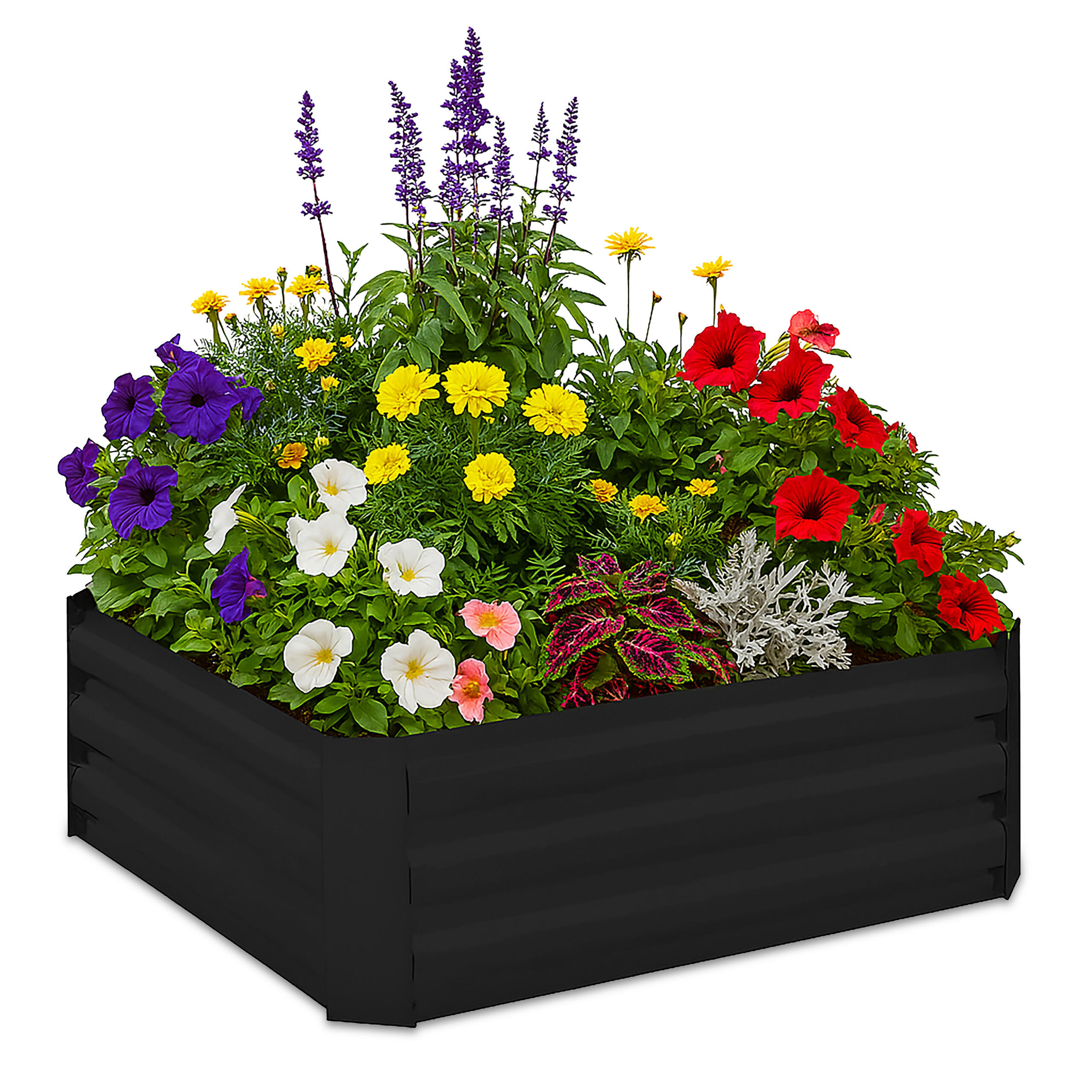 Relaxdays ZÁHON černý vyvýšený kov pozinkovaný bez dna 30 cm