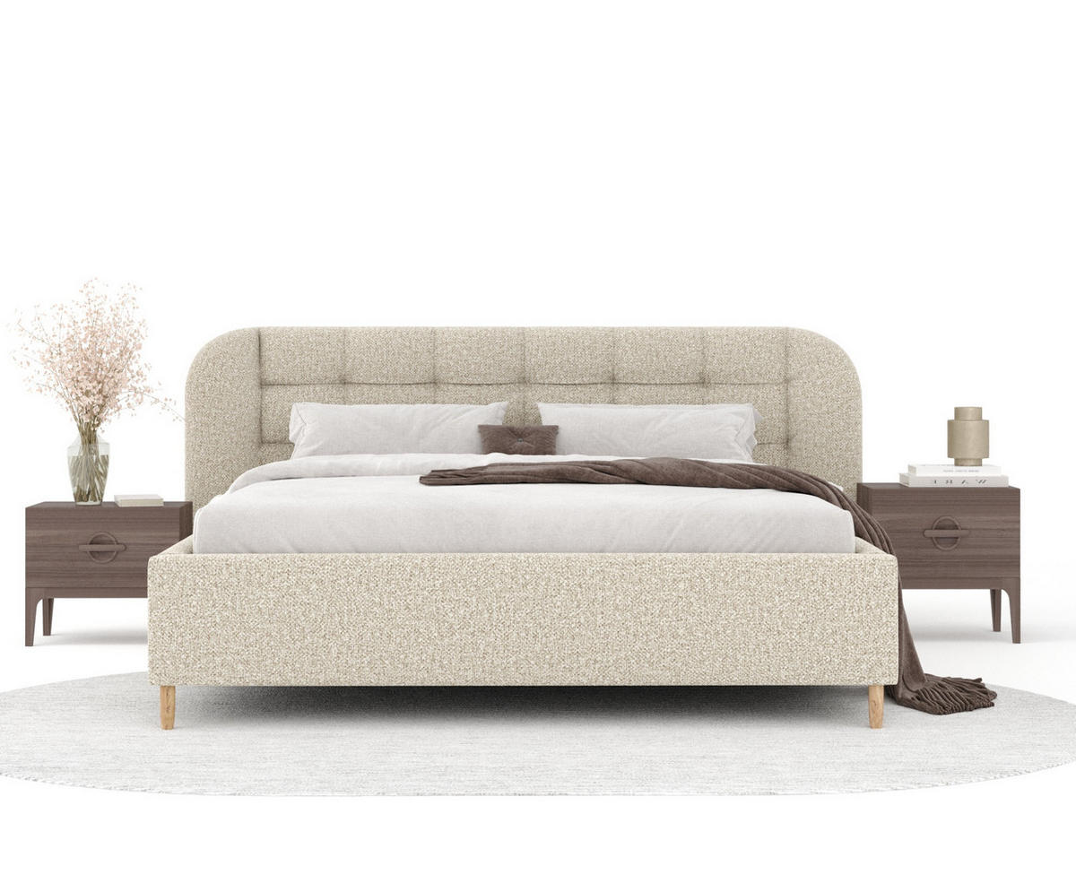POLSTERBETT Nuno Beige 140/200 cm im Plüsch-Stoff - Beige/Naturfarben, Holz/Holzwerkstoff (140/200cm) - Maison de Reve