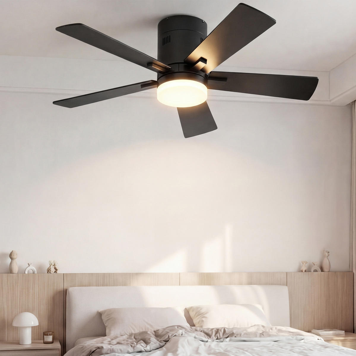 DECKENVENTILATOR 106,6cm Direktmontage Schwarz 5 Flügel DC Motor - Schwarz, Kunststoff (107/107/28cm) - CASIVA