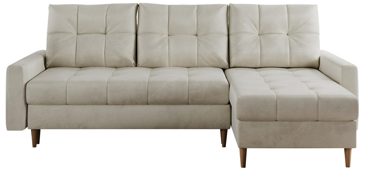 ECKSOFA Colin Velvet Beige - Beige/Braun, Holz/Textil (220/140cm) - MKS