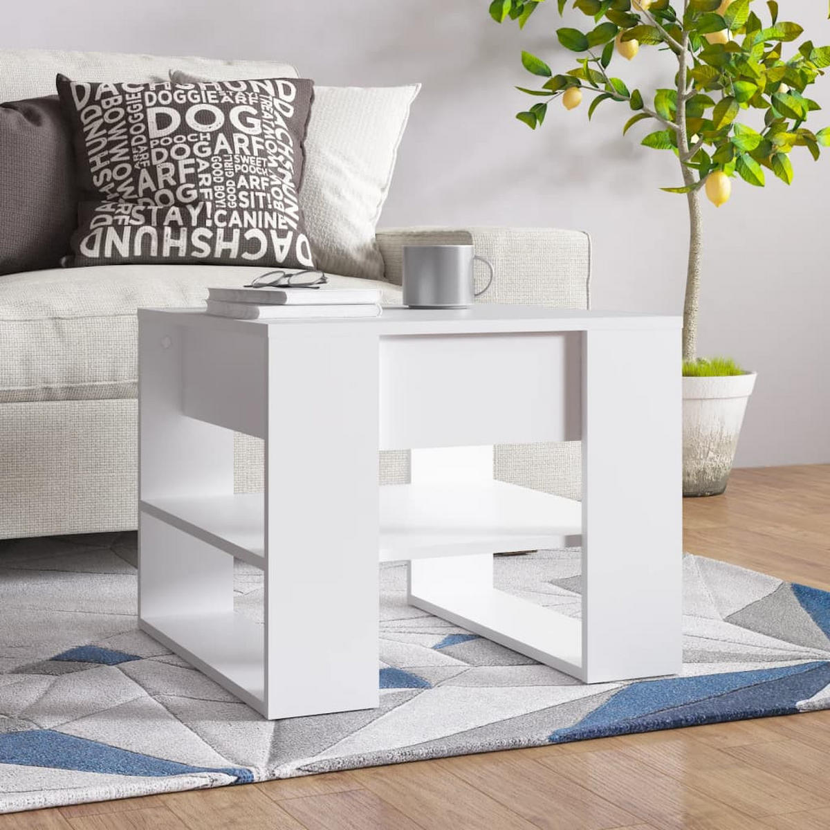 COUCHTISCH Weiß 55,5x55x45 cm Holzwerkstoff - Weiß, Holzwerkstoff (55.5/55/45cm) - furnicato