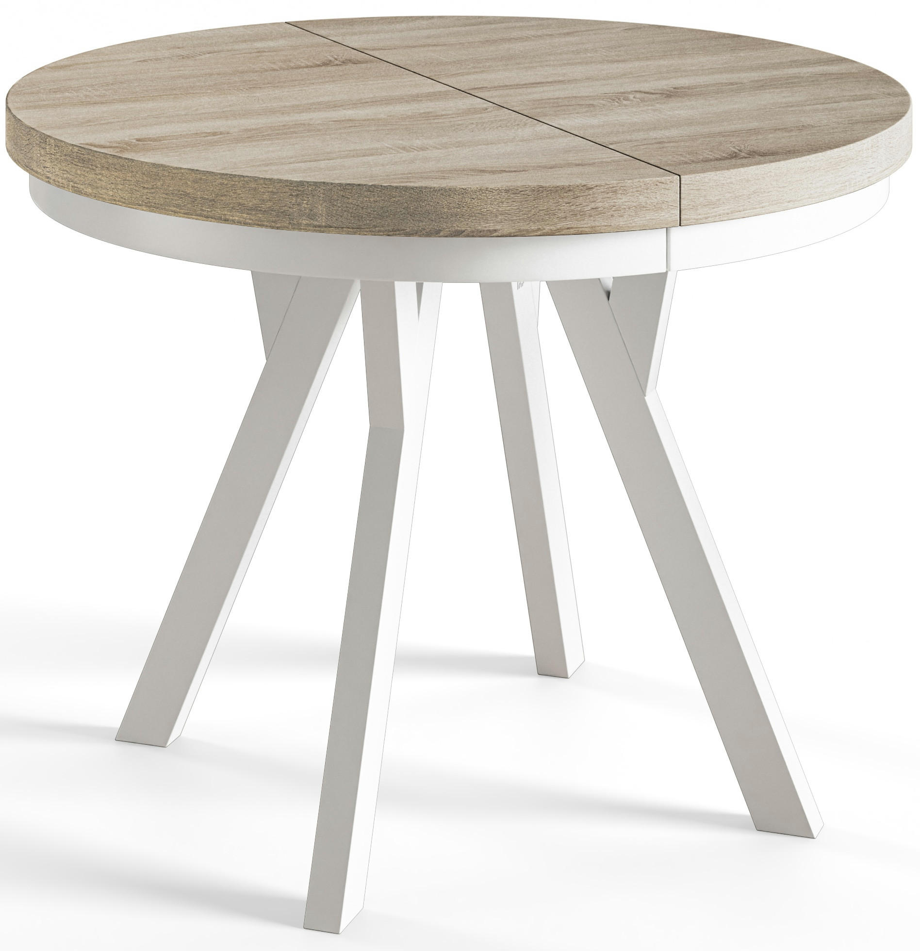 ESSZIMMERTISCH EVO, ausziehbarer Tisch 80 cm bis 130 cm, Farbe: SONOMA, mit Holzbeinen in Farbe Weiß - Weiß/Sonoma Eiche, Holzwerkstoff (80/80/77cm) - Alpi-Möbel