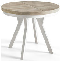 ESSZIMMERTISCH EVO, ausziehbarer Tisch 80 cm bis 130 cm, Farbe: SONOMA, mit Holzbeinen in Farbe Weiß - Weiß/Sonoma Eiche, Holzwerkstoff (80/80/77cm) - Alpi-Möbel