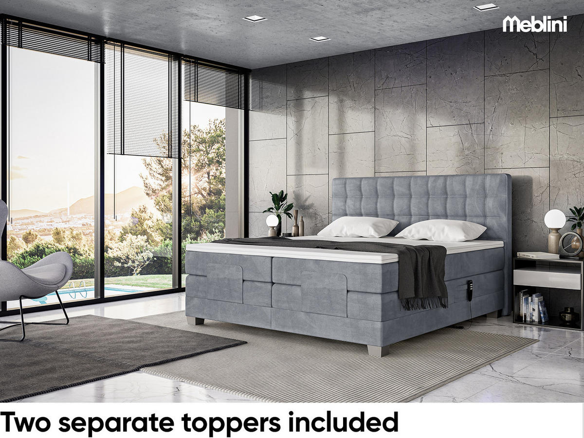 BOXSPRINGBETT Edison - Silberfarben/Grau, Textil (200/200cm) - Meblini