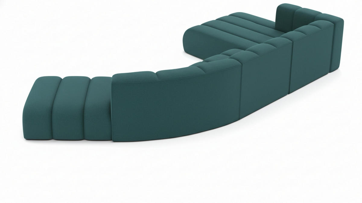 ECKSOFA L-Form GRAND Round, Stoff Salvador, Azurblau, Rechts - Blau, Holz (445/179cm) - Kaiser Möbel