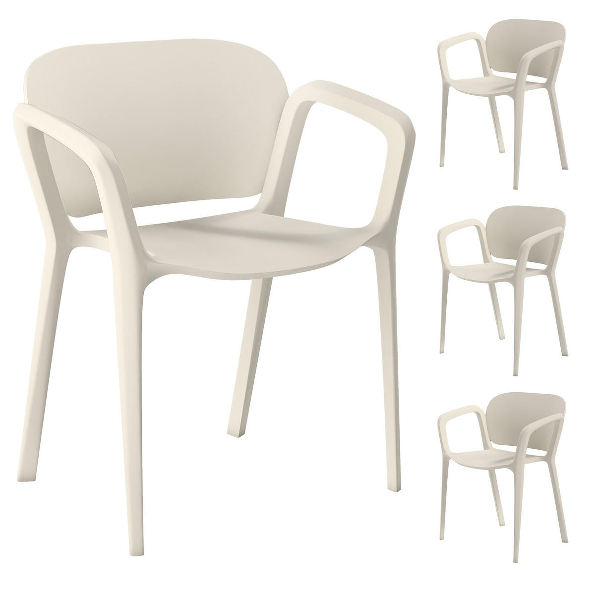 BALKONSTÜHLE 4er Set Kunststoff Weiß - Weiß, Kunststoff (56/75/60cm) - Outsunny