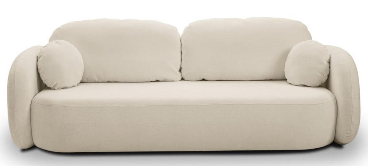 SITZSOFA Ecru LIO Mit Schlaffunktion Bezogen Mit Stoff SICURO 55 - Beige, Leder/Textil (238/86.5/101cm) - Sepro Meble