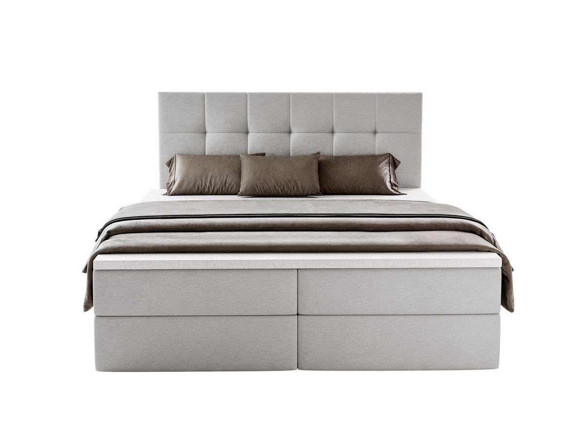 BOXBETT Auren mit Topper Hellgrau 180x200 - Hellgrau, Textil (180/200cm) - Luxkor24