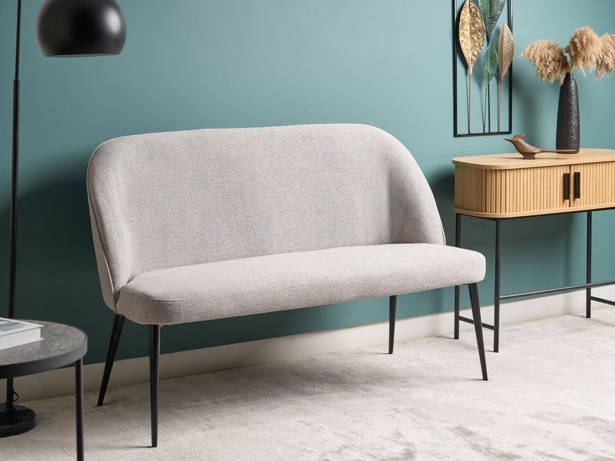 2-SITZER-KÜCHENSOFA hellgrau Osby - Schwarz/Grau, Textil (130/85/49cm) - Beliani