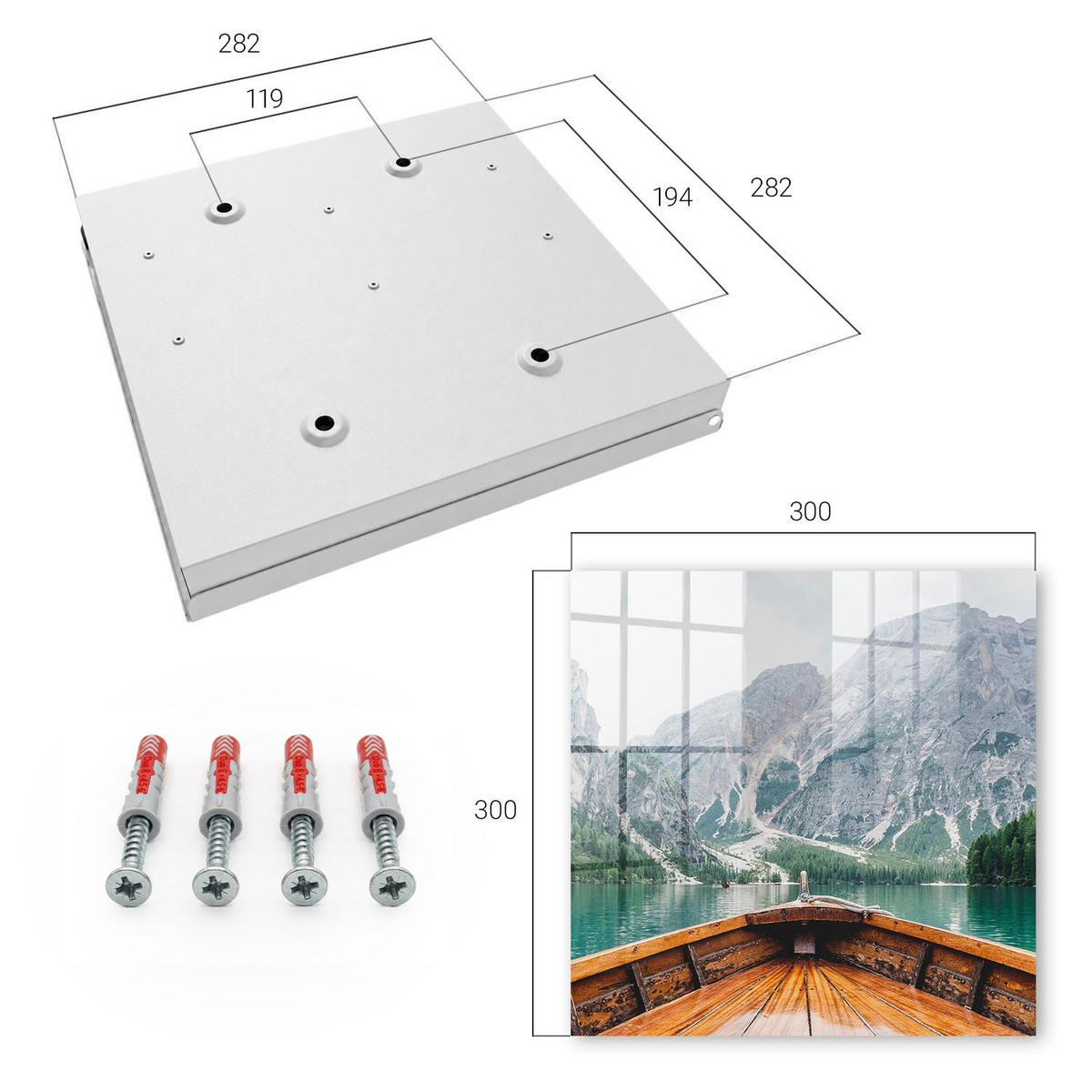 SCHLÜSSELBOX Weiß 30x30 cm – Türöffnung nach rechts - Bergsegeln - Braun, Metall (30/30/5cm) - TULUP