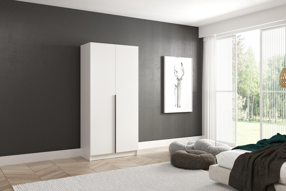 KLEIDERSCHRANK Riva 100 - Weiß - Weiß, Holzwerkstoff (100/215/42cm) - BM-Möbel