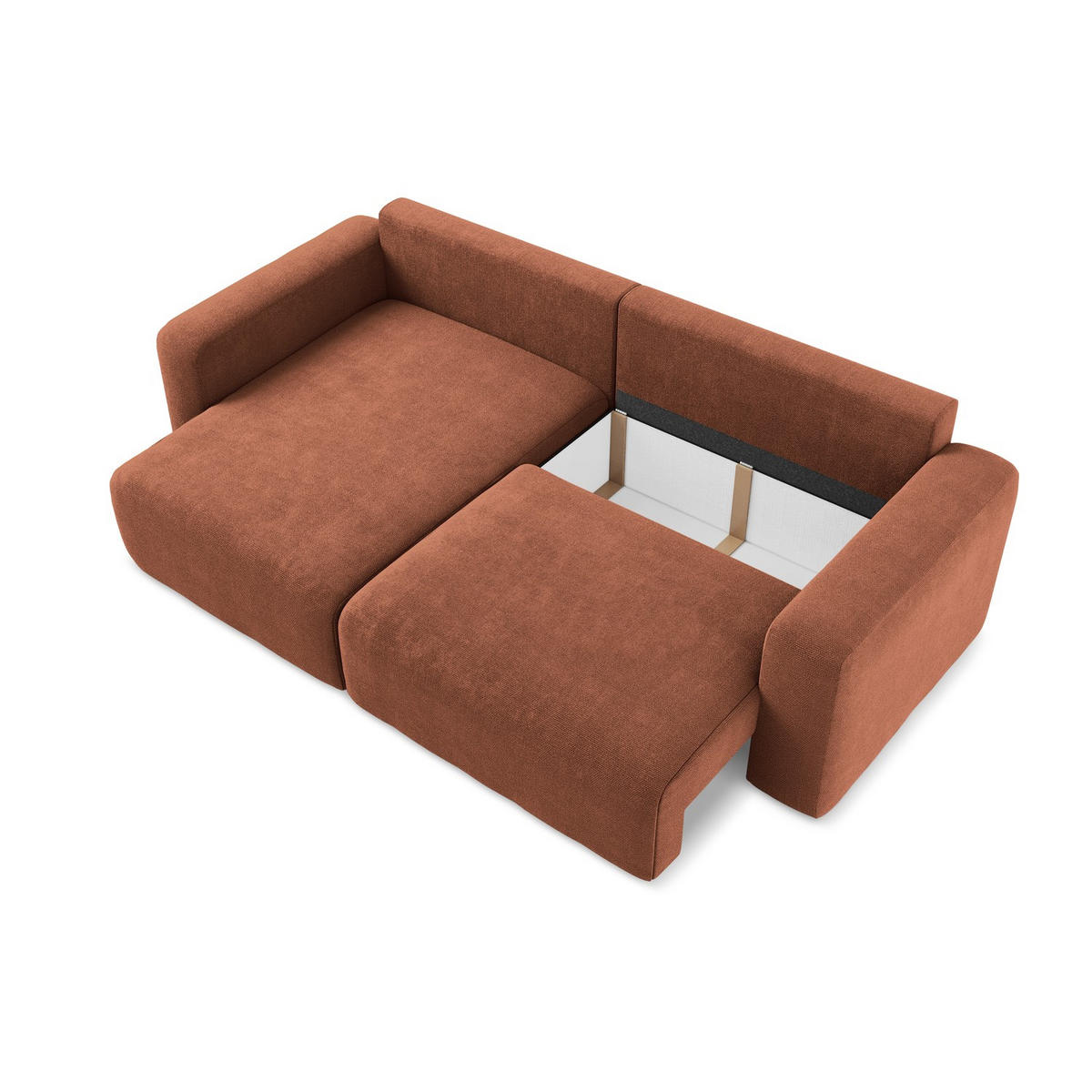 ECKSOFA mit Schlaffunktion links Chenille Stoff Orange - Terracotta/Schwarz, Kunststoff/Textil (149/244cm) - LaMiaSofa