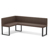 ECKBANK links SANA U Webstoff glatt, 128/168 cm Braun - Braun, Textil/Metall (128/168cm) - Idohome