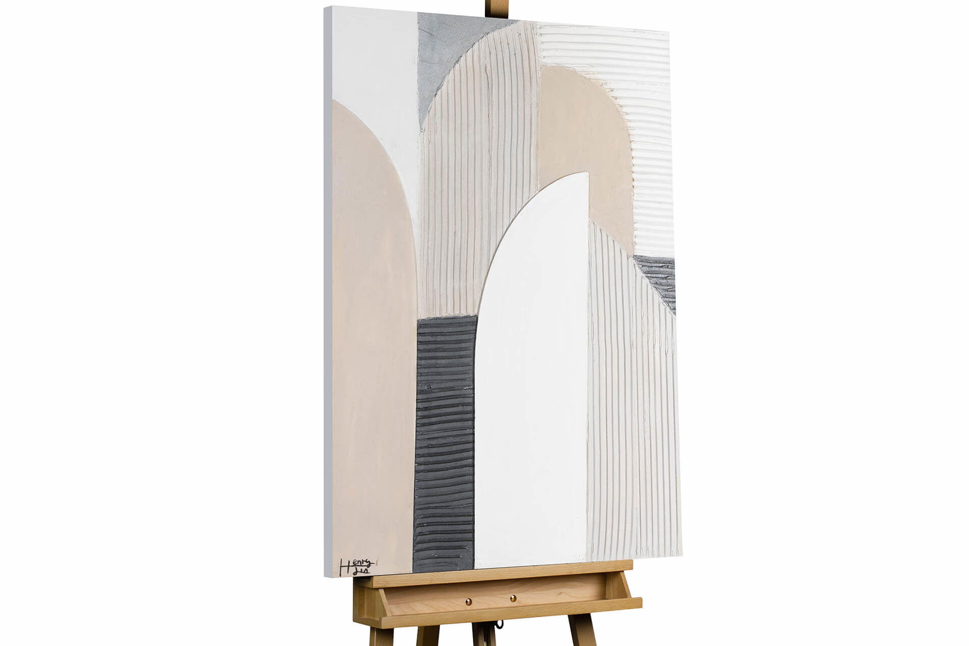 KUNSTLOFT RUČNĚ MALOVANÝ AKRYLOVÝ OBRAZ BÍLÝ/BÉŽOVÝ, 75/100 CM