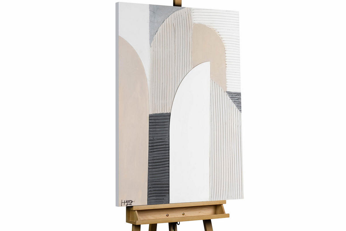 ACRYLBILD HANDGEMALT 75/100 cm - Beige/Weiß, Holz/Textil (1.4/100cm) - KUNSTLOFT