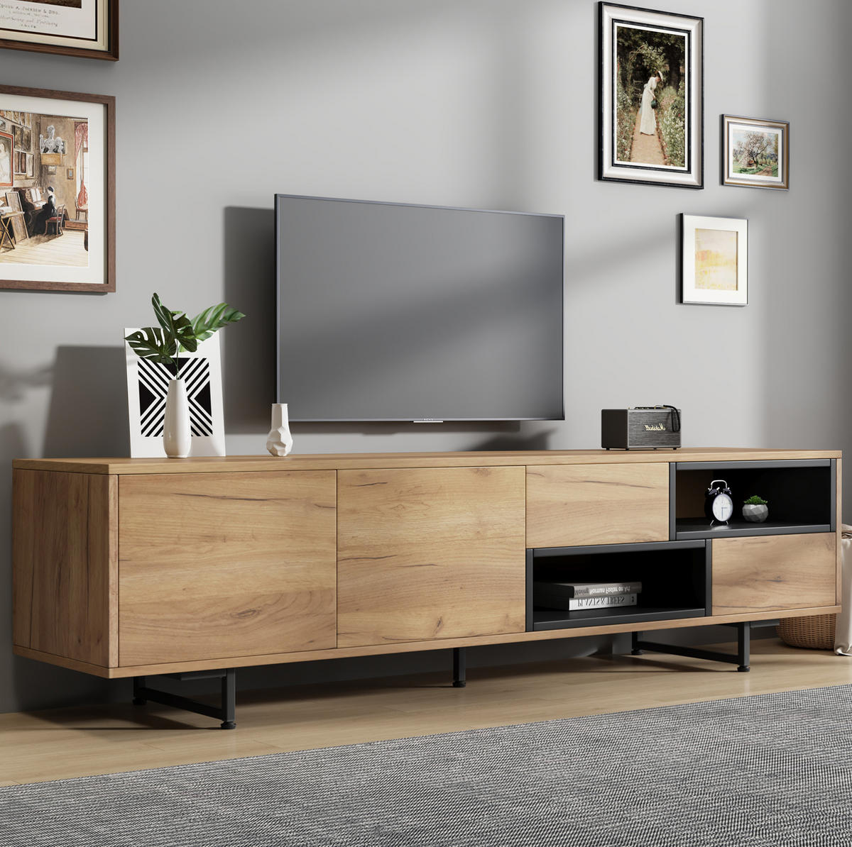 TV-ELEMENT mit 2 Türen und Schubladen 173 x 38 x 48 cm Holzoptik - Braun, Holzwerkstoff (38/48/173cm) - Beauniv