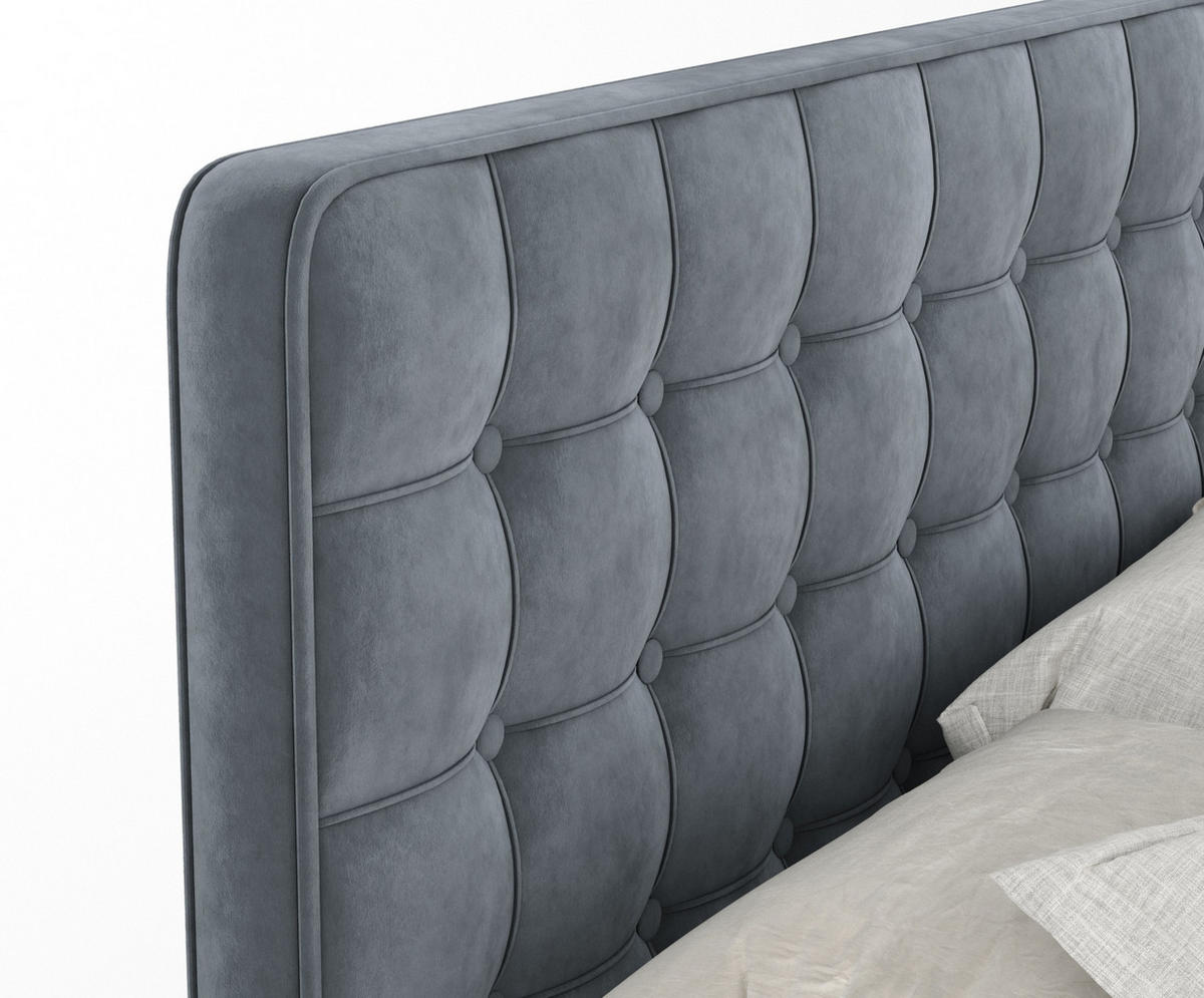 BOXSPRINGBETT Velouria Grau 140/200 cm - Schwarz/Grau, Holz/Holzwerkstoff (140/200cm) - Maison de Reve