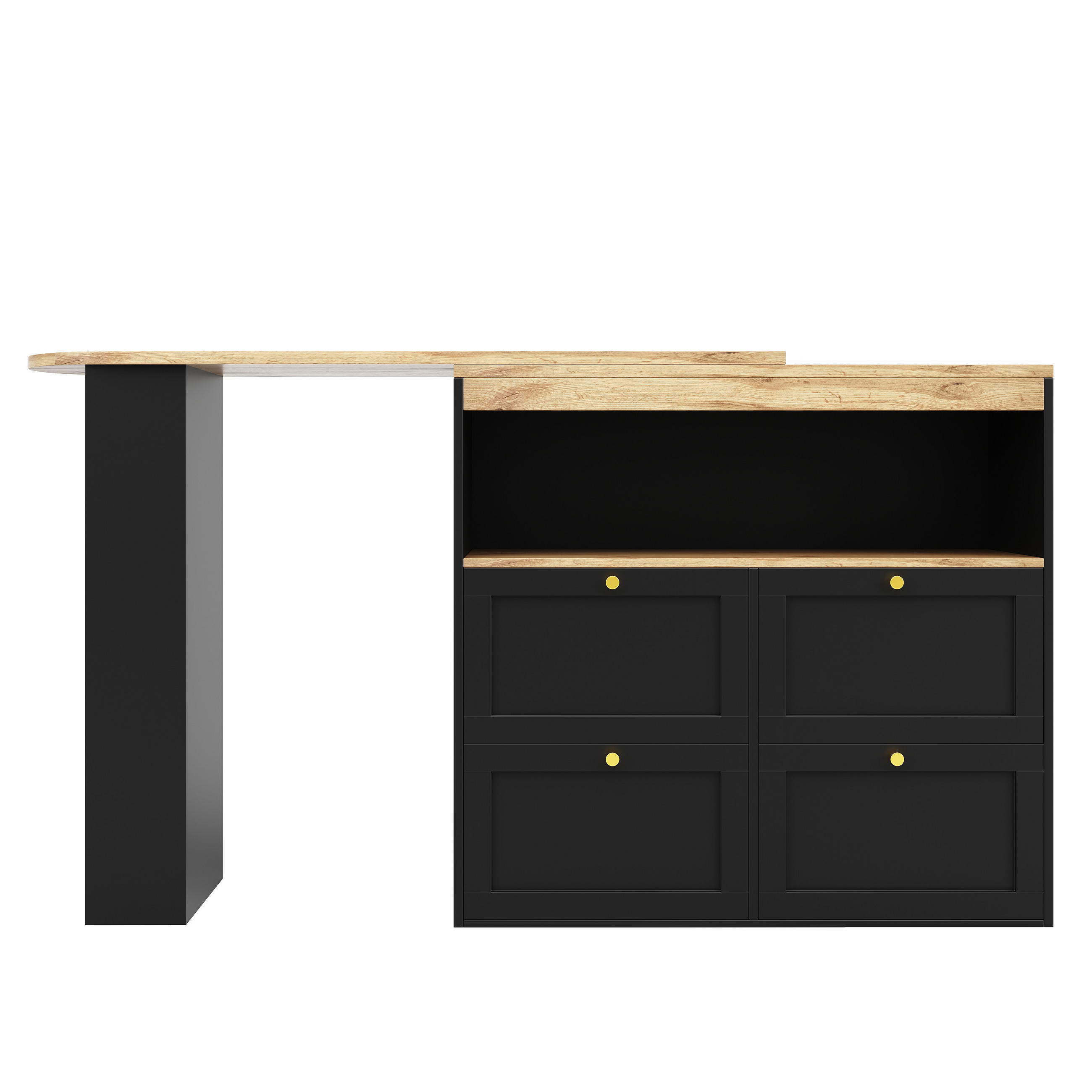 BARTISCH Schwarz 105/39/102 cm 360° Drehbar mit 4 Schubladen - Schwarz, Holzwerkstoff (105/102/39cm) - PANGIVO