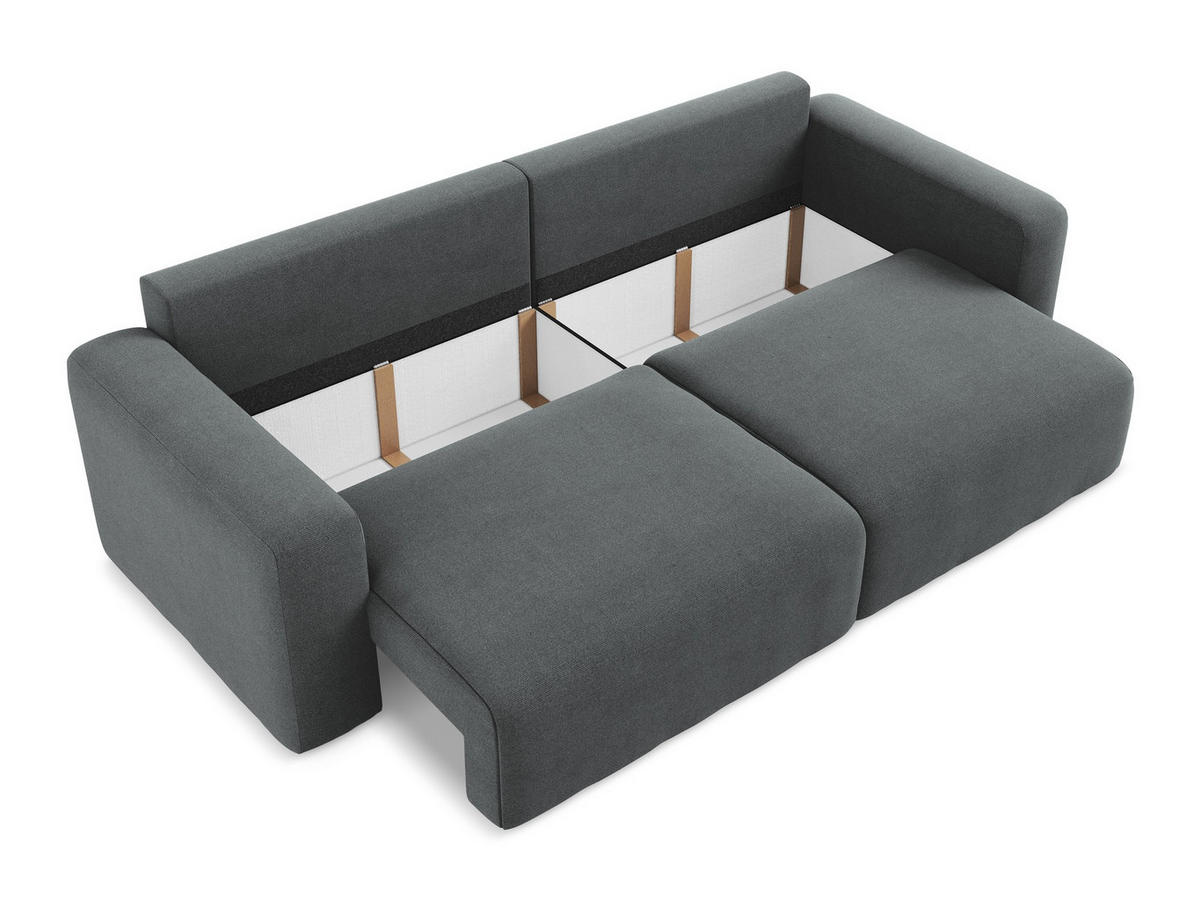 3-SITZER SOFA mit Schlaffunktion Strukturstoff Stoff Grau - Schwarz/Grau, Kunststoff/Textil (244/79/102cm) - Makamii