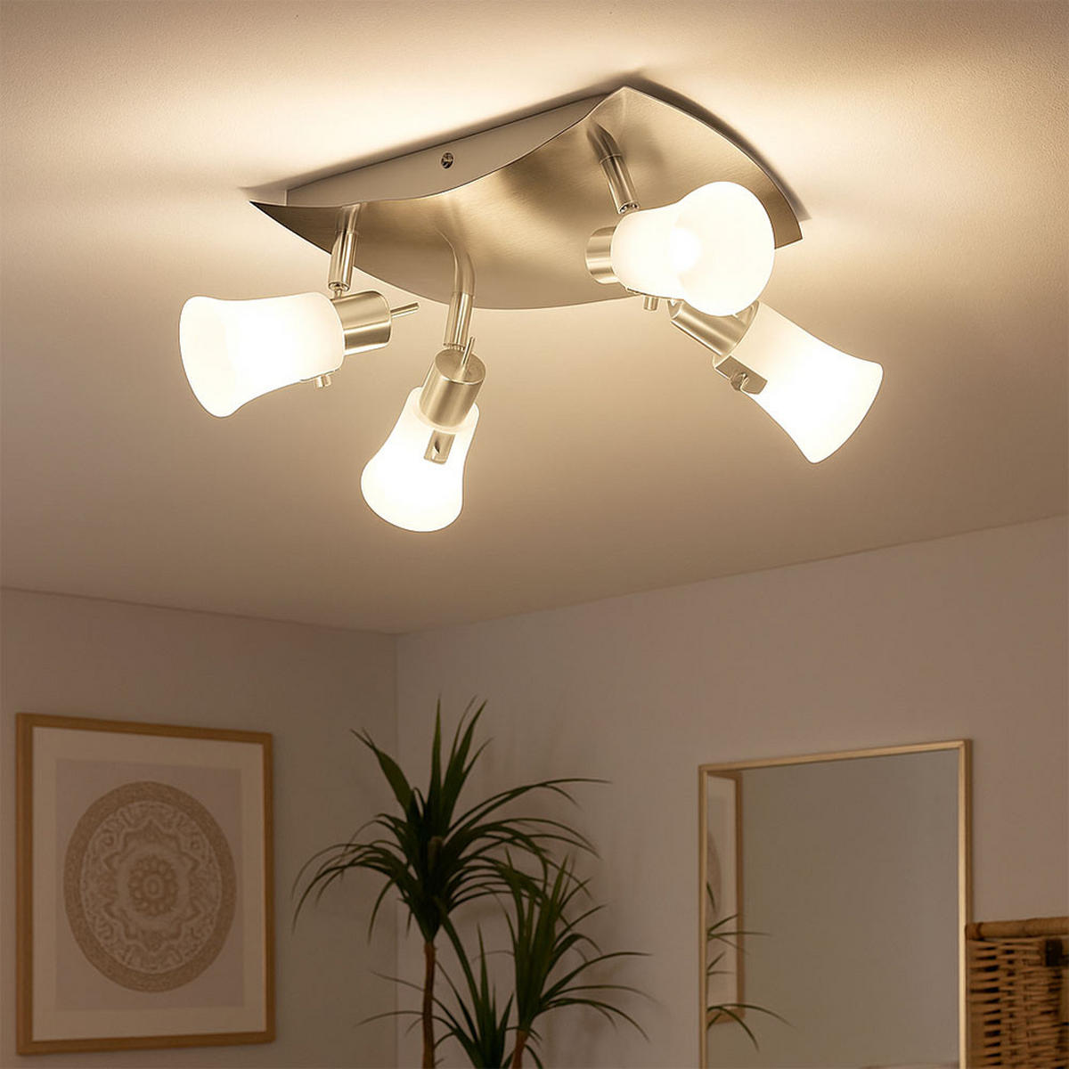 LED DECKENLEUCHTE Busto Glas Weiß - Weiß, Glas (28/24/13cm)